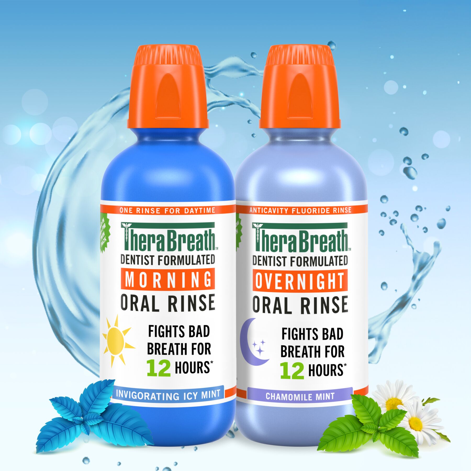TheraBreath AM + PM Mouthwash Bundle. Morning & Overnight Rinses. 16 fl oz. 2-Pack - Image 3