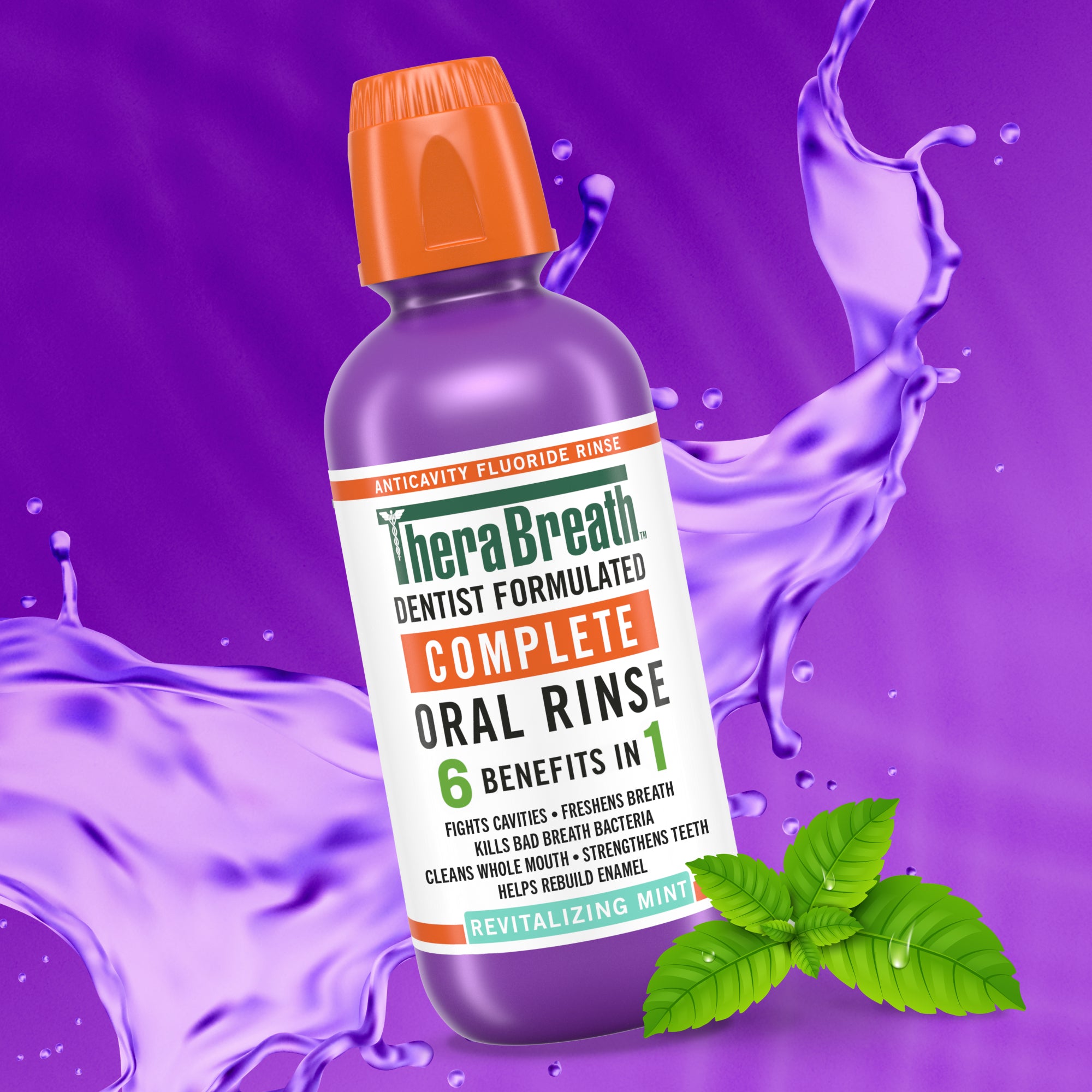 TheraBreath Complete Mouthwash. 6-in-1 Benefits. Alcohol-Free. Revitalizing Mint - Image 2
